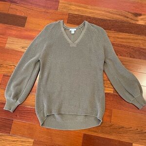 Athleta Khaki V-Neck Knit Top